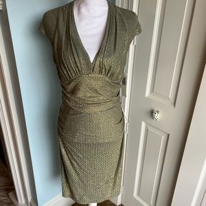 Maggy London Blue/Gold Cocktail Dress, New with Tags (Women’s Size 8)
